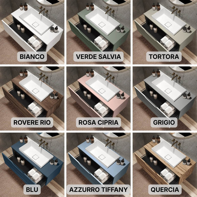 Composizione Bagno Sospesa 90cm Cassetto Singolo - Solmira