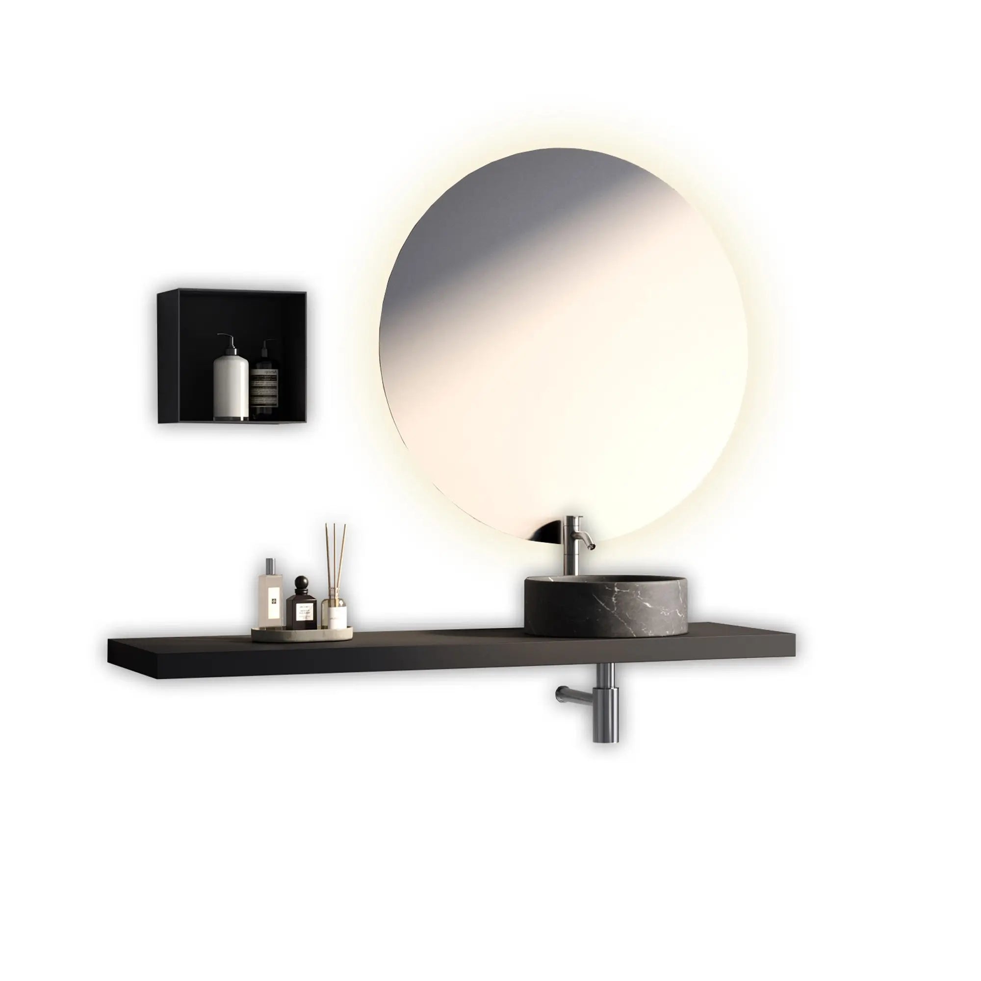 Composizione Bagno 140cm Con Mensola E Lavabo Da Appoggio - Mobile Bagno TFT