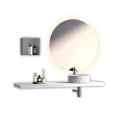 Composizione Bagno 140cm Con Mensola E Lavabo Da Appoggio - Mobile Bagno TFT