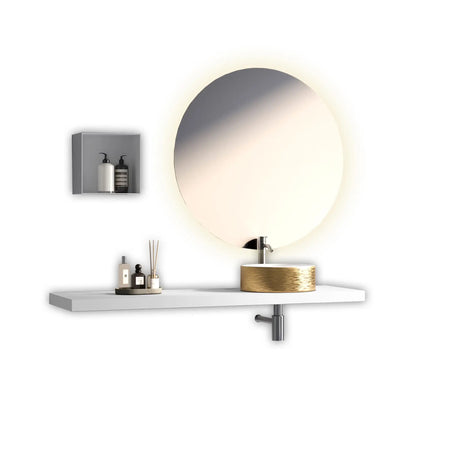 Composizione Bagno 140cm Con Mensola E Lavabo Da Appoggio - Mobile Bagno TFT