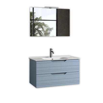 Composizione Bagno Sospesa 100cm - Solmira Azzurro Tiffany