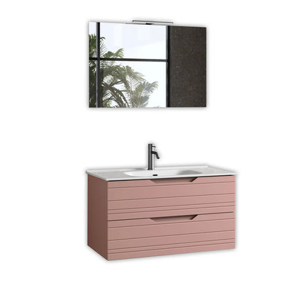 Composizione Bagno Sospesa 100cm - Solmira Rosa Cipria