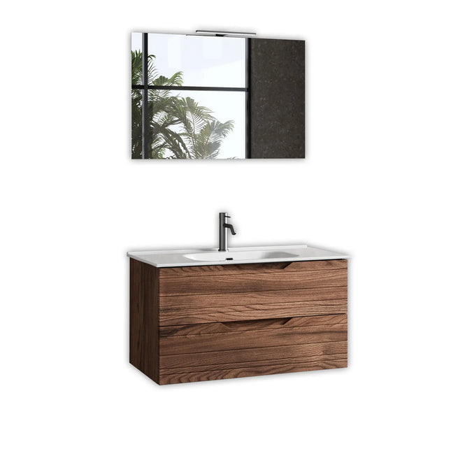 Composizione Bagno Sospesa 90cm - Solmira Rovere Rio