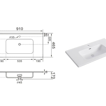 Composizione Bagno Sospesa 90cm - Solmira