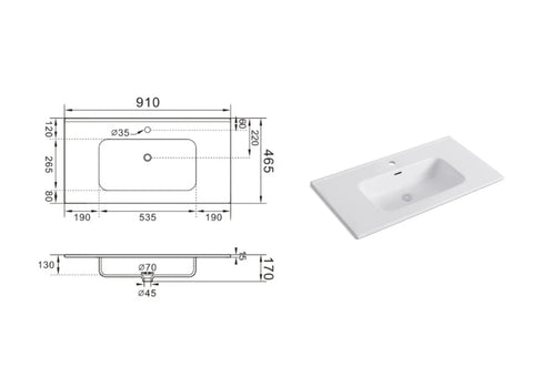 Composizione Bagno Sospesa 90cm - Solmira