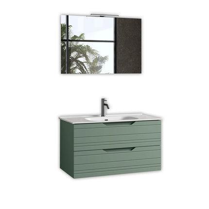 Composizione Bagno Sospesa 100cm - Solmira Verde Salvia