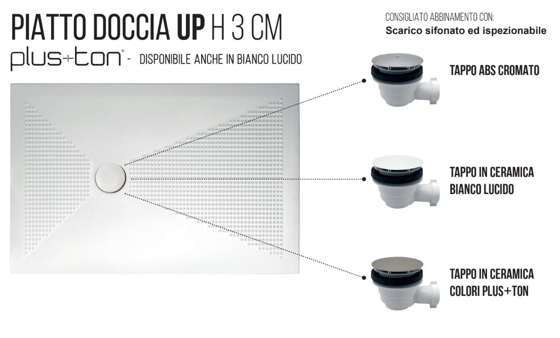 Piatto Doccia In Ceramica H.3cm Con Massaggio Plantare - Althea UP