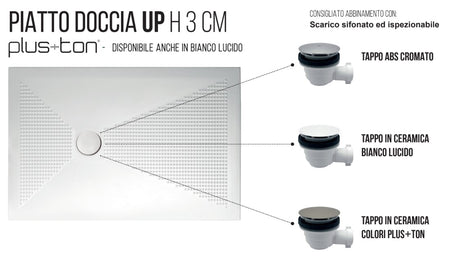 Piatto Doccia In Ceramica H.3cm Con Massaggio Plantare - Althea UP