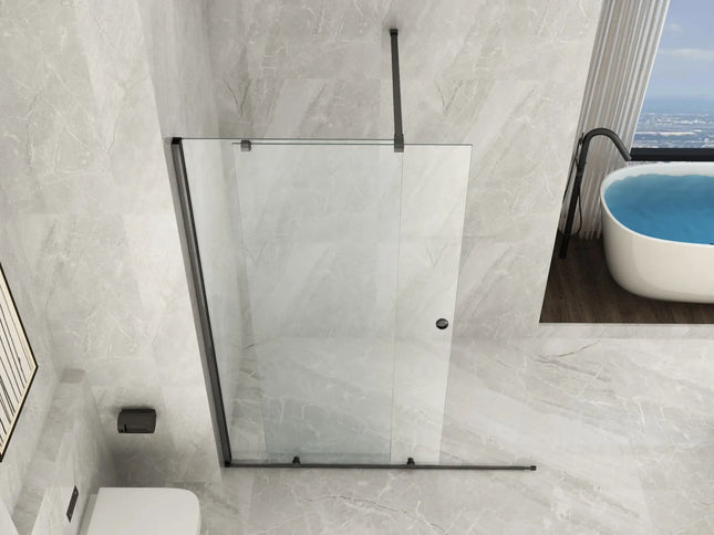 Parete Doccia Walk-In Scorrevole Profili Gun Metal 8mm H195cm