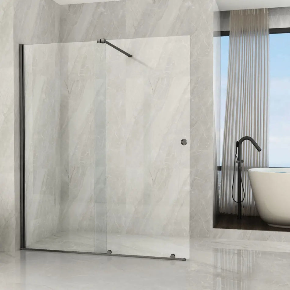 Parete Doccia Walk-In Scorrevole Profili Gun Metal 8mm H195cm