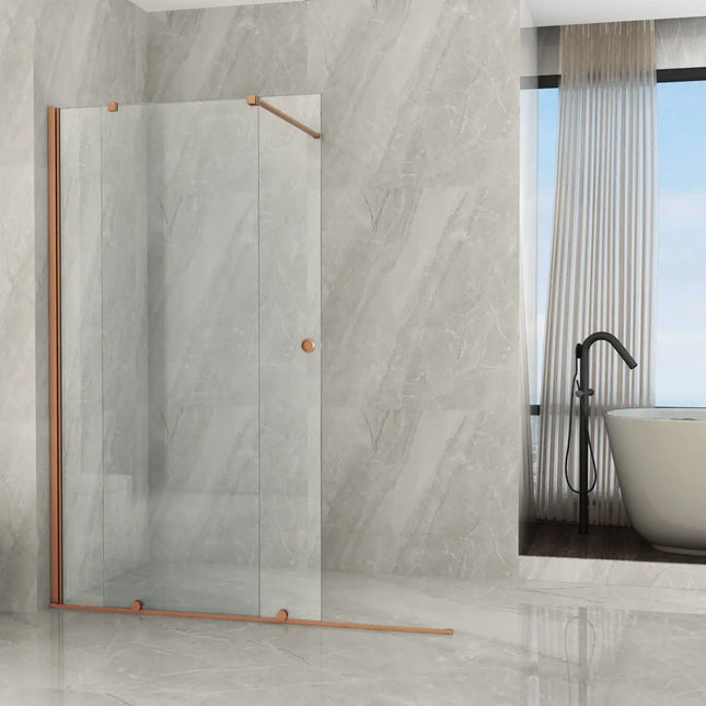 Parete Doccia Walk-In Scorrevole Profili Oro Rosa 8mm H195cm
