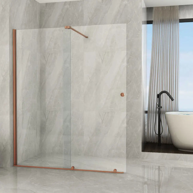 Parete Doccia Walk-In Scorrevole Profili Oro Rosa 8mm H195cm