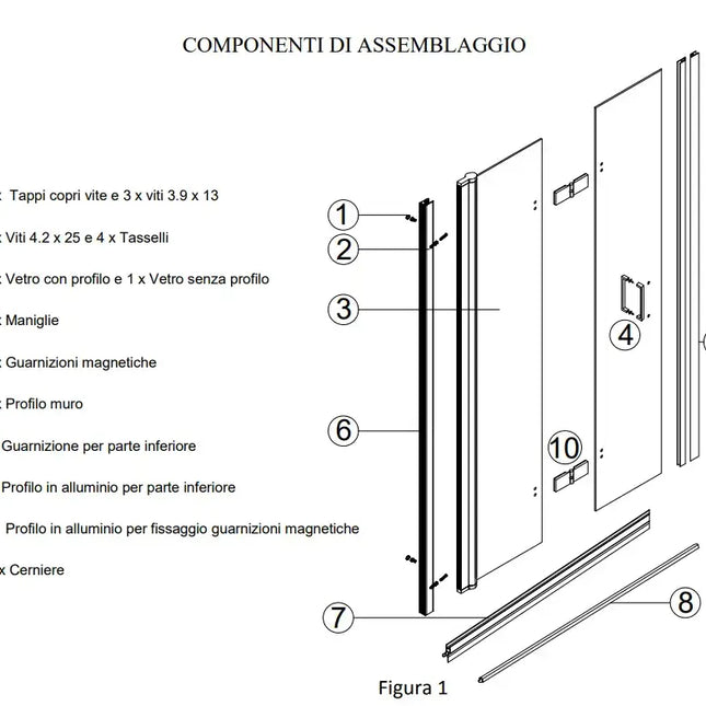 Porta A Libro Per Doccia A Nicchia 6mm Opaca H190