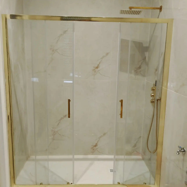 Porta Doccia Profili Oro Doppia Scorrevole H190 Trasparente