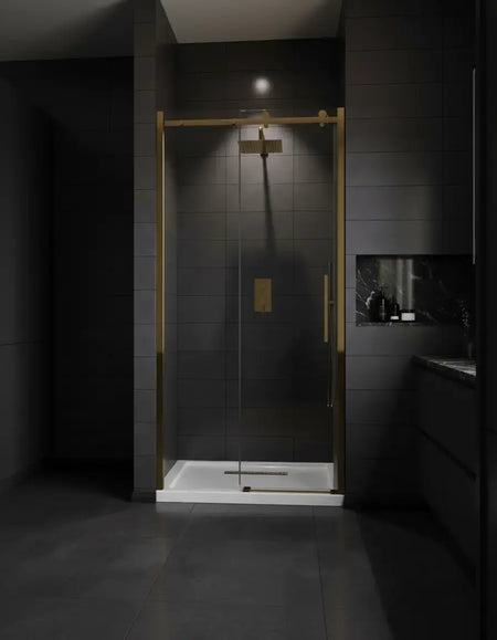 Porta Doccia Oro Scorrevole H190 Trasparente 8mm Acciaio Inox - Porta Doccia Box Doccia Int.