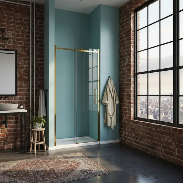 Porta Doccia Oro Scorrevole H190 Trasparente 8mm Acciaio Inox