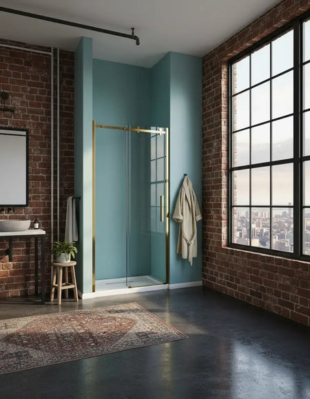 Porta Doccia Oro Scorrevole H190 Trasparente 8mm Acciaio Inox - Porta Doccia Box Doccia Int.