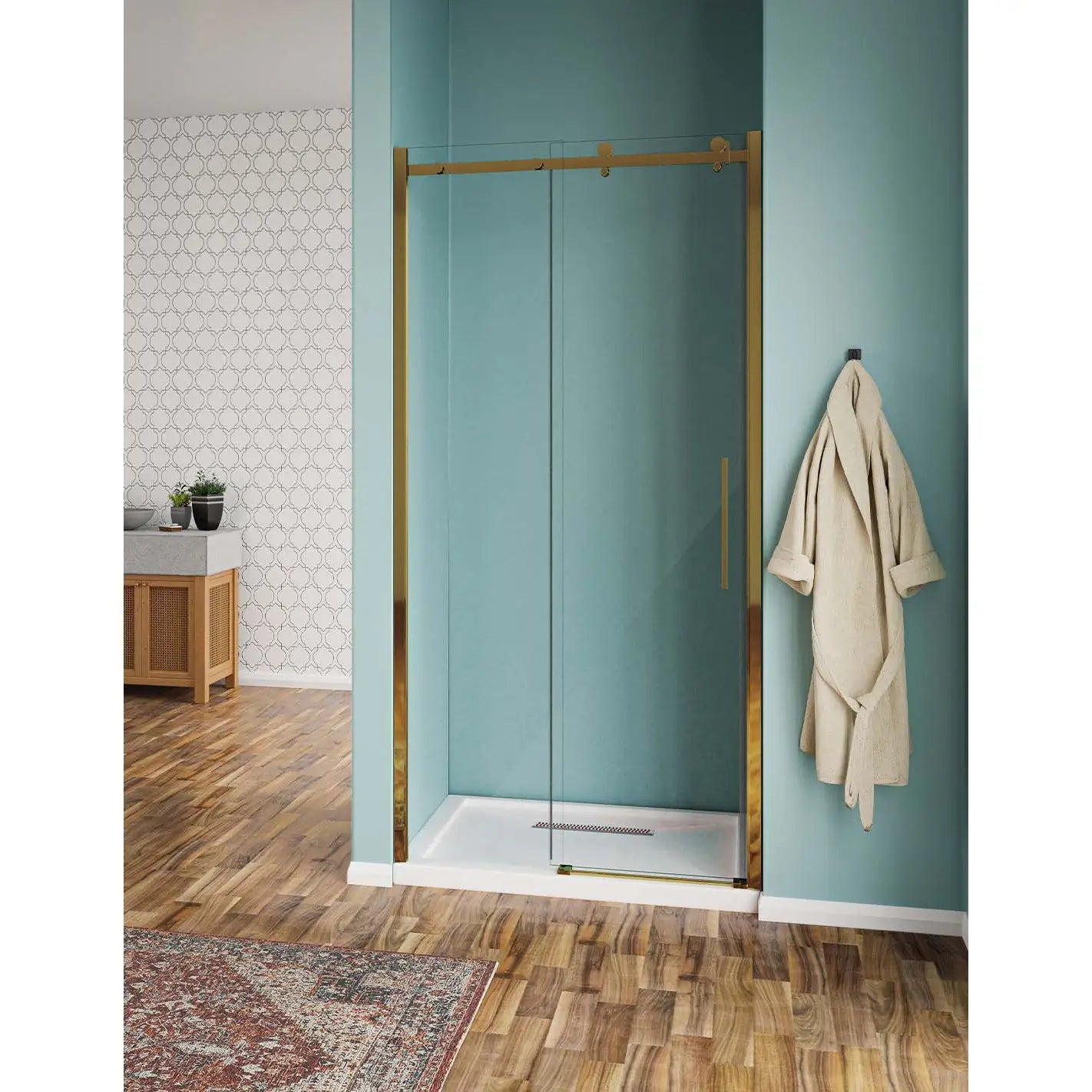 Porta Doccia Oro Scorrevole H190 Trasparente 8mm Acciaio Inox - Porta Doccia Box Doccia Int.