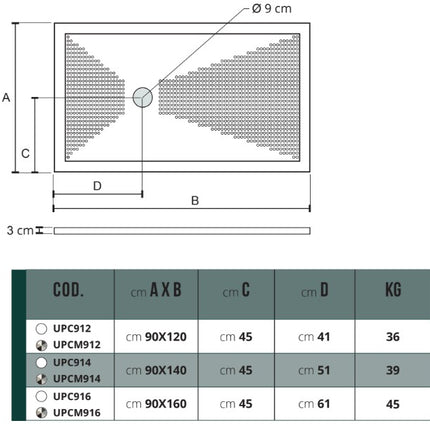 Piatto Doccia In Ceramica H.3cm Con Massaggio Plantare - Althea UP