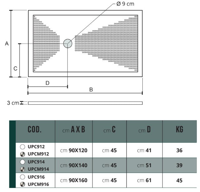 Piatto Doccia In Ceramica H.3cm Con Massaggio Plantare - Althea UP