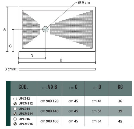 Piatto Doccia In Ceramica H.3cm Con Massaggio Plantare - Althea UP