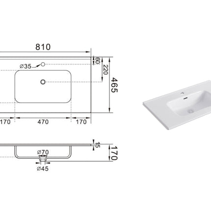 Composizione Bagno Sospesa 80cm - Zefira