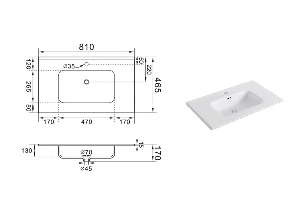 Composizione Bagno Sospesa 80cm - Solmira