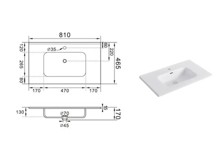 Composizione Bagno Sospesa 80cm - Solmira