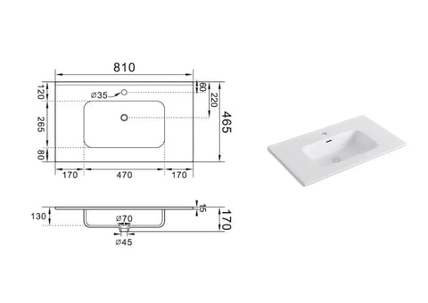 Composizione Bagno Sospesa 80cm - Solmira