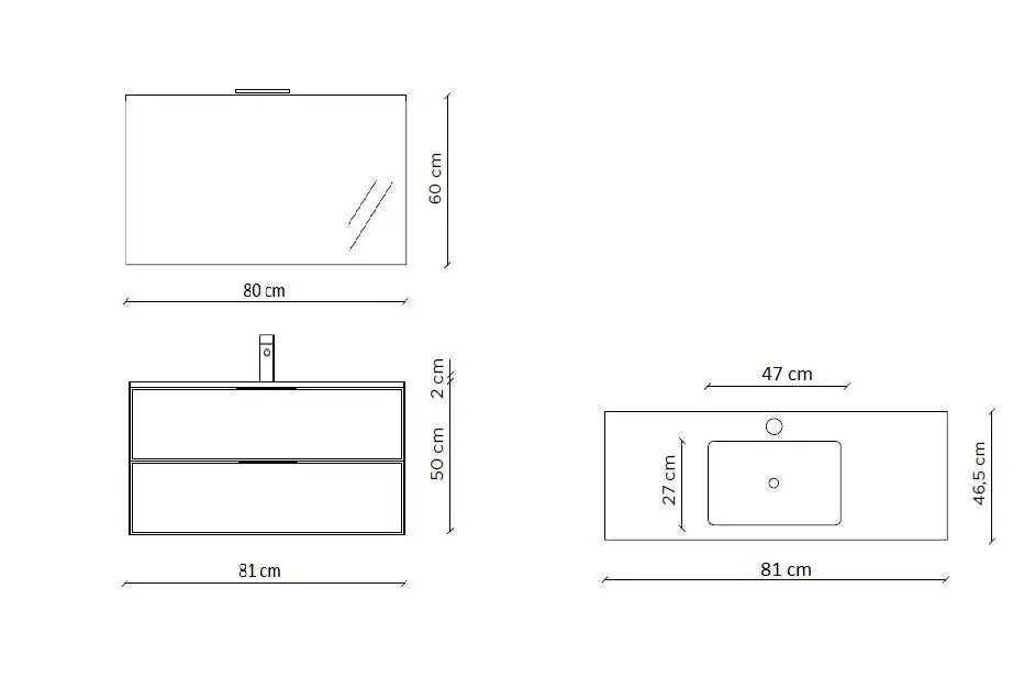 Composizione Bagno Sospesa 80cm - Solmira