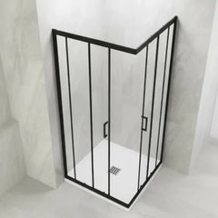 Box Doccia 6mm Anticalcare Doppio Scorrevole H190 Profili Neri