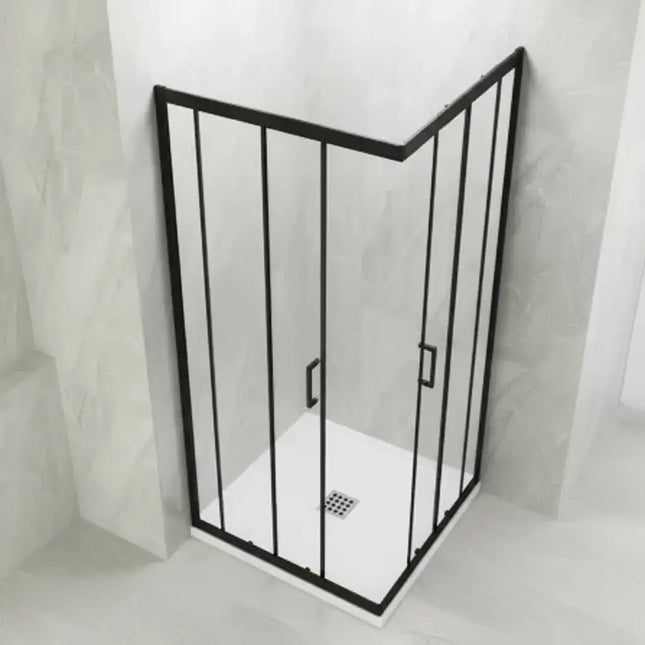 Box Doccia 6mm Anticalcare Doppio Scorrevole H190 Profili Neri