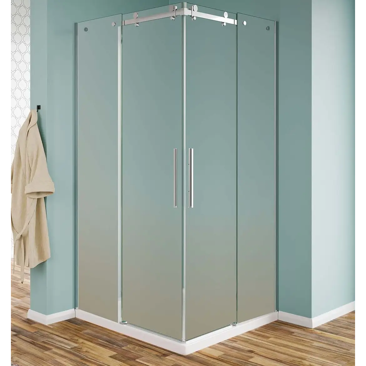 Box Doccia Opaco 8mm Doppia Anta Scorrevole H190 Acciaio Inox