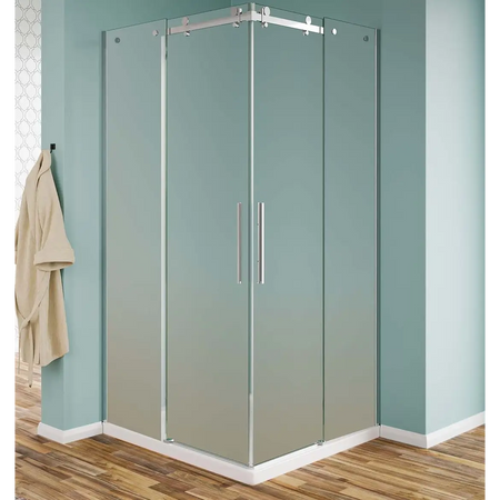 Box Doccia Opaco 8mm Doppia Anta Scorrevole H190 Acciaio Inox