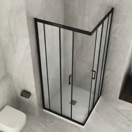 Box Doccia 6mm Anticalcare Doppio Scorrevole H190 Profili Neri - Shopbagno.it