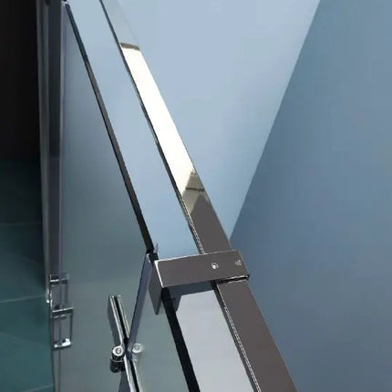 Box doccia battente 8mm Infinity cristallo anticalcare trasparente H200cm, apertura battente, profili cromati, vista laterale
