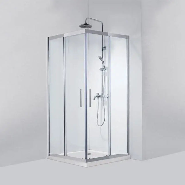 Box Doccia Doppia Scorrevole 8mm Anticalcare Acciaio Inox H190