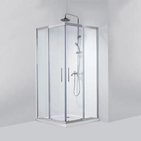 Box Doccia Doppia Scorrevole 8mm Anticalcare Acciaio Inox H190
