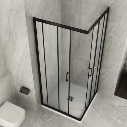 Box Doccia 6mm Anticalcare Doppio Scorrevole H190 Profili Neri - Shopbagno.it