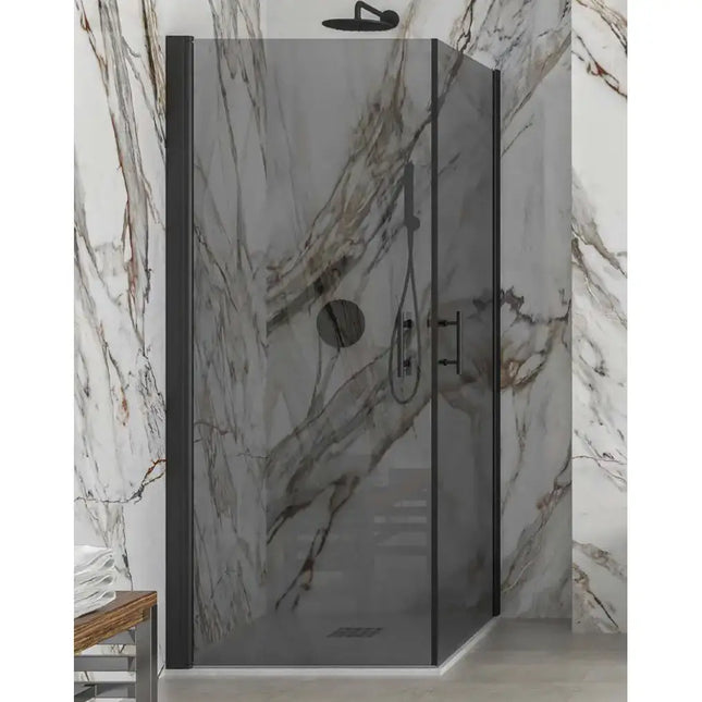 Box Doccia Fumè H200 Doppia Battente Profili Neri