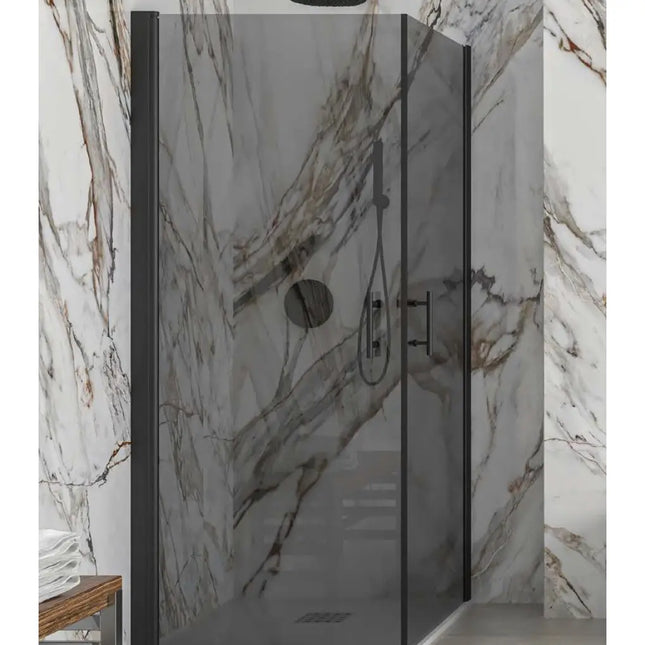 Box Doccia Fumè H200 Doppia Battente Profili Neri