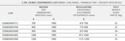 Box Doccia H200 Battente Totale Interno Esterno e Fisso