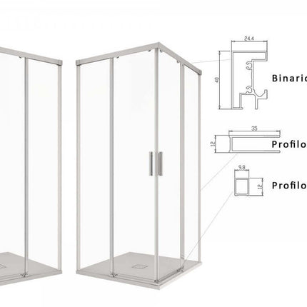 Box Doccia H195 Satinato 6mm Doppia Porta Scorrevole