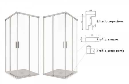 Box Doccia H195 Satinato 6mm Doppia Porta Scorrevole