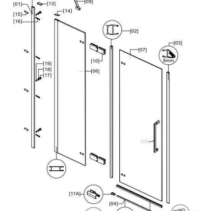 Box Doccia H200 Doppia Anta Battente 8mm Trasparente Anticalcare