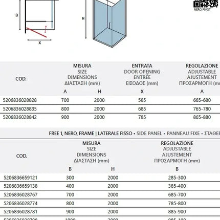 Box Doccia Industrial H200 Anta Pivot 6mm
