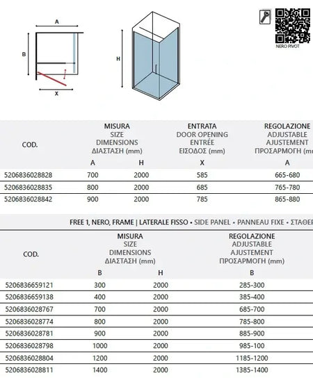 Box Doccia Industrial H200 Anta Pivot 6mm