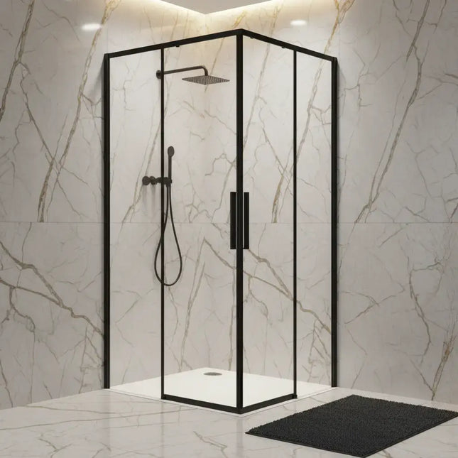 Box Doccia Doppio Scorrevole 6mm Anticalcare H200 Profili Neri