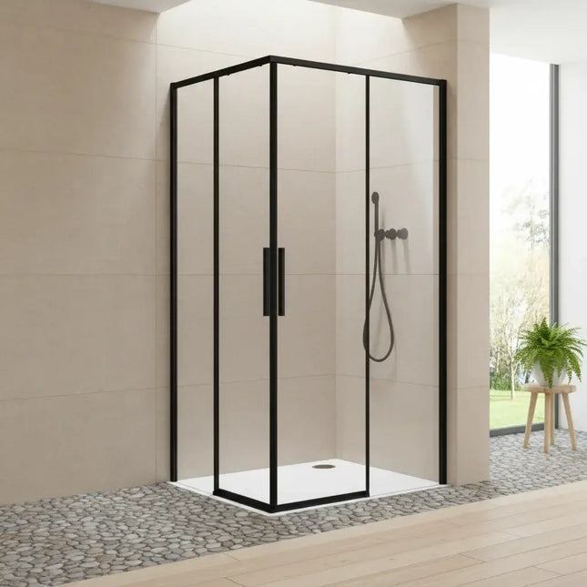 Box Doccia Doppio Scorrevole 6mm Anticalcare H200 Profili Neri