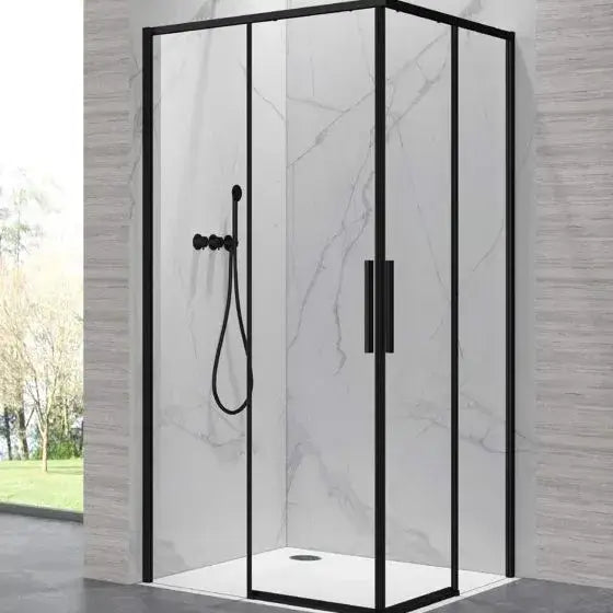 Box Doccia Doppio Scorrevole 6mm Anticalcare H200 Profili Neri